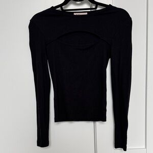 BCBGeneration Black Long-Sleeve Cutout Knit Top